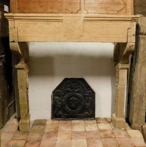 CHP289 Burgundy stone fireplace, dated 1810, dimensions: 173 cm wide x 175 cm high.